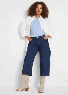 Jeans cropped wide leg, a vita media, bonprix