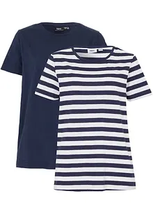 T-shirt con scollo rotondo in cotone (pacco da 2), bonprix