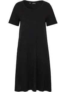 Abito di jersey al ginocchio in filato fiammato di cotone con tasche, bonprix
