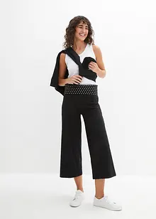 Pantaloni culotte in maglina al polpaccio con cinta comoda, bonprix