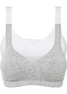 Reggiseno t-shirt senza ferretto con cotone (pacco da 2), bonprix