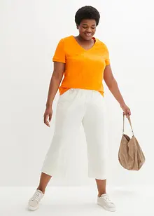 Pantaloni culotte cropped in misto lino, bonprix