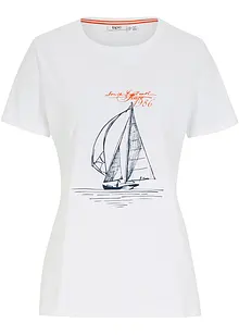 T-shirt in cotone con stampa e spacchi, bonprix