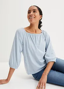 Maglia in cotone con scollo quadrato, elastico al fondo e mezze maniche, bonprix