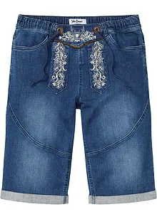 Bermuda in jeans elasticizzati con ricami, regular fit, bonprix