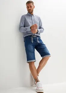 Bermuda in jeans elasticizzati con ricami, regular fit, bonprix