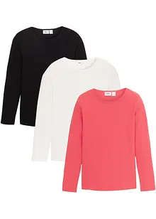 Maglia a maniche lunghe in puro cotone (pacco da 3), bonprix