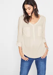 Blusa a maniche lunghe con scollo a V, bonprix