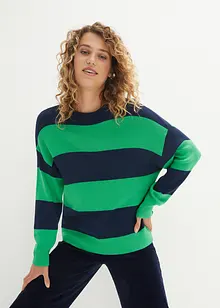 Maglione con scollo rotondo in maglia fine color block, bonprix