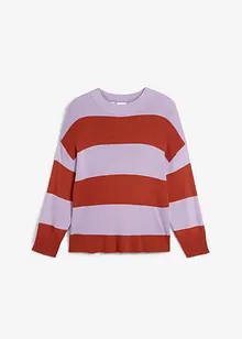 Maglione con scollo rotondo in maglia fine color block, bonprix