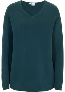 Maglione a coste Milano con scollo a V Essential, bonprix