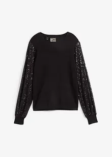 Maglione con maniche in paillettes, bonprix