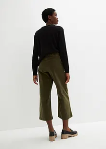 Pantaloni culotte cropped di velluto elasticizzato con cinta comoda, vita alta, bonprix