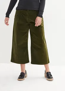 Pantaloni culotte cropped di velluto elasticizzato con cinta comoda, vita alta, bonprix