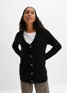 Cardigan con collo a scialle e lavorazione a trecce, bonprix