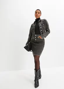 Gonna di jeans con bottoni gioiello, bonprix