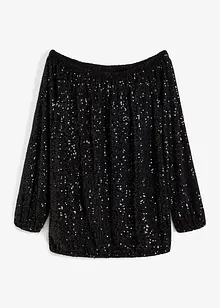 Maglia con spalle scoperte oversize con paillettes, bonprix