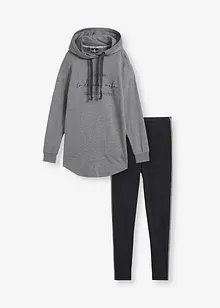 Tuta sportiva con felpa lunga oversize e leggings cropped (set 2 pezzi), bonprix