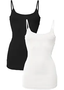 Top con spalline sottili in puro cotone (pacco da 2), bonprix