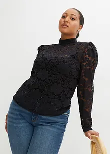 Maglia aderente in pizzo a maniche lunghe, bonprix