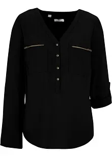 Blusa in viscosa con scollo a V e maniche lunghe, bonprix