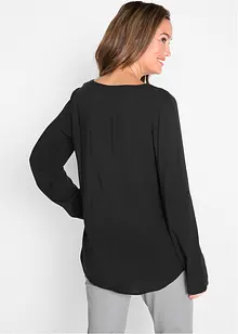Blusa a maniche lunghe con scollo a V in viscosa fluente, bonprix