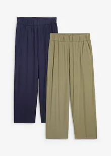 Pantaloni in jersey cropped, vita alta (pacco da 2), bonprix