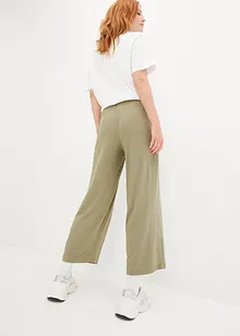 Pantaloni in jersey cropped a palazzo con cinta comoda, vita alta (pacco da 2), bonprix