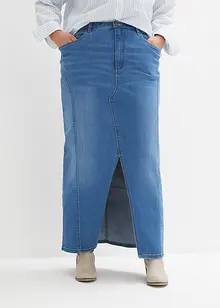 Gonna di jeans con cinta comoda, low waist, bonprix