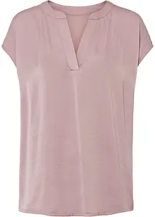 Blusa casual a maniche corte con spalle scese in satin, bonprix