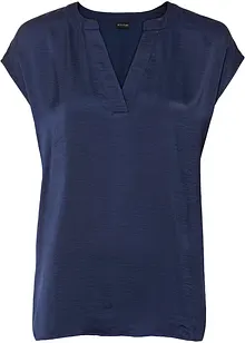 Blusa casual a maniche corte con spalle scese in satin, bonprix