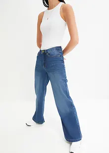 Jeans wide leg in cotone biologico, a vita alta, bonprix