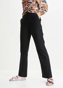 Pantaloni in misto lino con inserto elasticizzato, a vita alta, bonprix