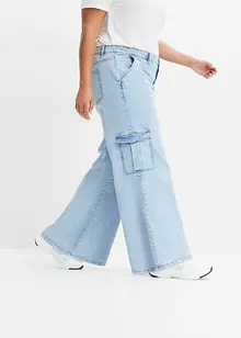 Jeans cargo wide leg, vita media, bonprix
