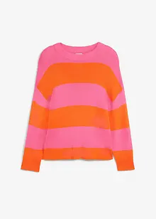 Maglione con scollo rotondo in maglia fine color block, bonprix