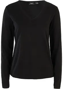 Maglia a maniche lunghe con scollo a V in cotone biologico, bonprix