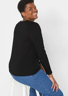 Maglia a maniche lunghe con scollo a V in cotone biologico, bonprix