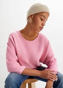 Maglione oversize a costine in misto viscosa, bonprix
