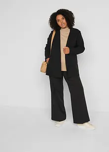 Maglione basic in filato fine con collo dritto e cotone riciclato, bonprix