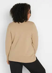 Maglione basic in filato fine con collo dritto e cotone riciclato, bonprix
