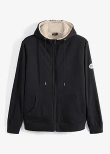 Felpa termica con zip, cappuccio e fodera effetto peluche, bonprix