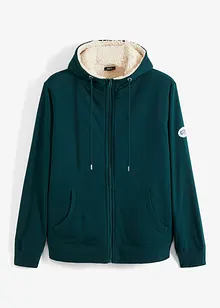 Felpa termica con zip, cappuccio e fodera effetto peluche, bonprix