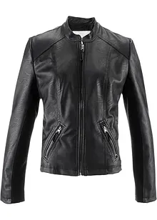 Giacca in similpelle con inserti elasticizzati ai lati, bonprix