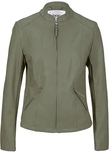 Giacca in similpelle leggera e sciancrata con inserti elasticizzati ai lati, bonprix