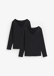 Maglia a maniche lunghe aderente (pacco da 2), bonprix