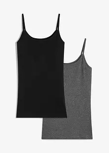 Top con spalline sottili in puro cotone (pacco da 2), bonprix