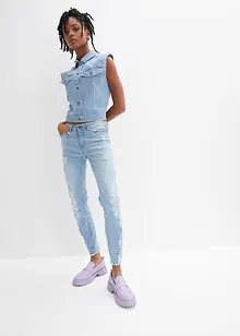 Jeans cropped super skinny strappati, bonprix