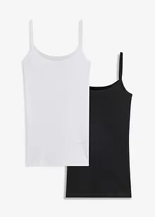 Top con spalline sottili in puro cotone (pacco da 2), bonprix