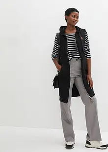 Gilet lungo in felpa con cappuccio, bonprix