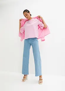T-shirt a righe a maniche raglan accollata, bonprix